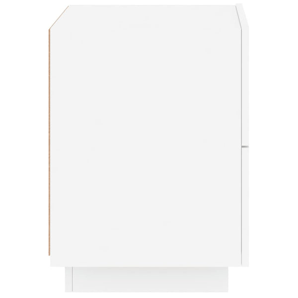 Bedside Tables Bedside Cabinets With Led Lights 2 Pcs White Engineered Wood