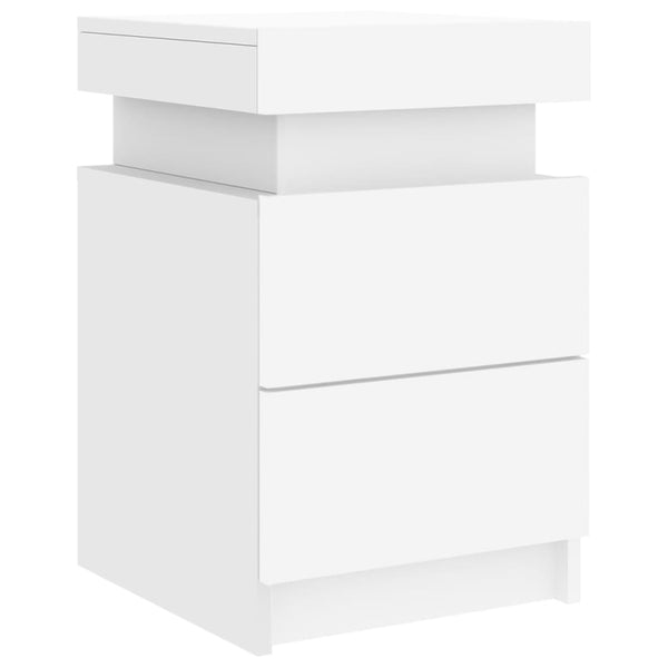Bedside Cabinet With Led Lights White 35X39x55 Cm Bedside Tables