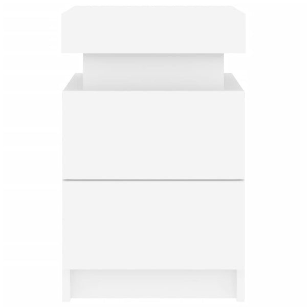 Bedside Cabinet With Led Lights White 35X39x55 Cm Bedside Tables