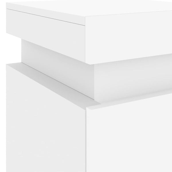 Bedside Cabinet With Led Lights White 35X39x55 Cm Bedside Tables