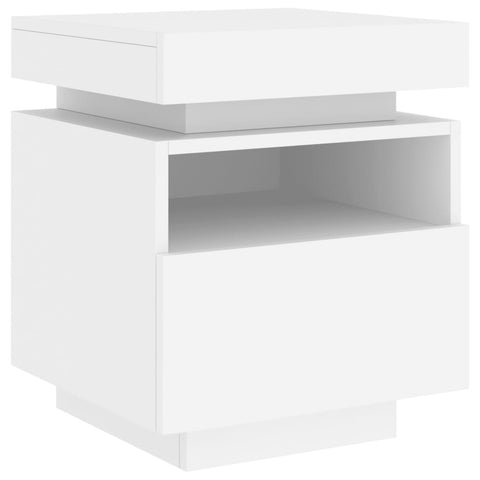 Bedside Cabinet With Led Lights White 40X39x48.5 Cm Bedside Tables