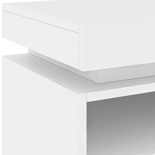 Bedside Cabinet With Led Lights White 40X39x48.5 Cm Bedside Tables