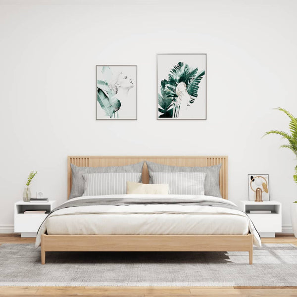 Bedside Cabinets With Led Lights 2 Pcs White 40X39x37 Cm Bedside Tables