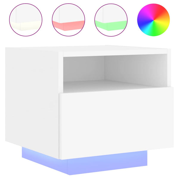Bedside Cabinets With Led Lights 2 Pcs White 40X39x37 Cm Bedside Tables