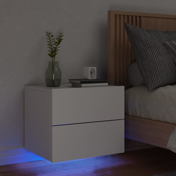 Wall Mounted Bedside Cabinet With Led Lights White Bedside Tables