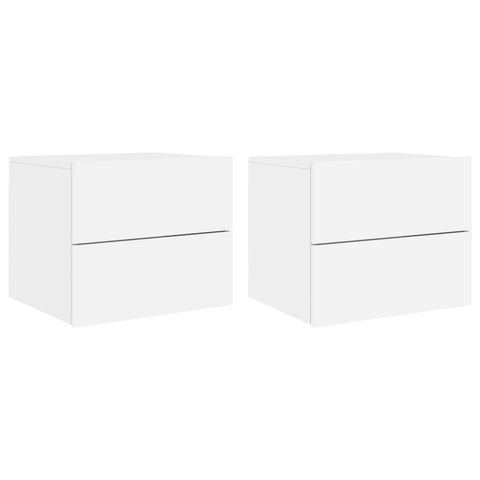 Wall Mounted Bedside Cabinets With Led Lights 2 Pcs White Bedside Tables