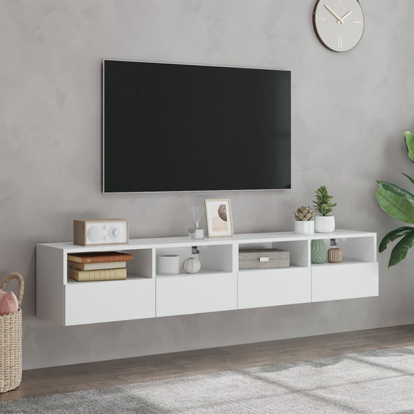 Tv Wall Cabinets 2 Pcs White 80X30x30 Cm Engineered Wood Tv Stands & Entertainment Units