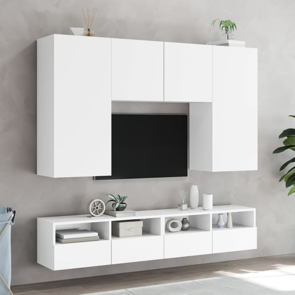 Tv Wall Cabinets 2 Pcs White 80X30x30 Cm Engineered Wood Tv Stands & Entertainment Units