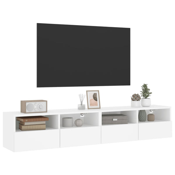 Tv Wall Cabinets 2 Pcs White 80X30x30 Cm Engineered Wood Tv Stands & Entertainment Units