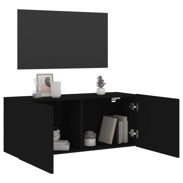 Tv Cabinet Wall Mounted Black 100X30x41 Cm Tv Stands & Entertainment Units