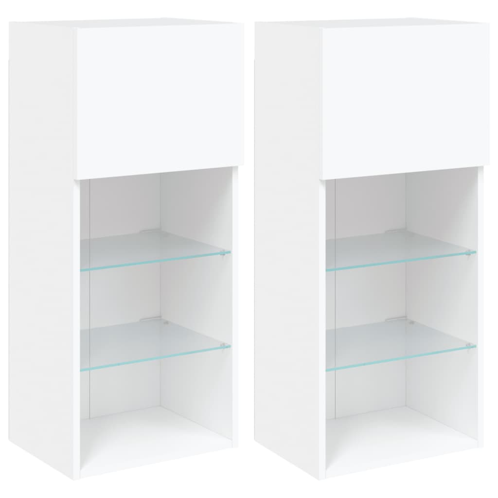Tv Cabinets With Led Lights 2 Pcs White 40.5X30x90 Cm Tv Stands & Entertainment Units