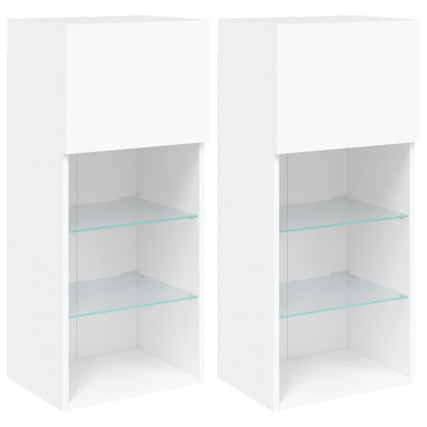 Tv Cabinets With Led Lights 2 Pcs White 40.5X30x90 Cm Tv Stands & Entertainment Units