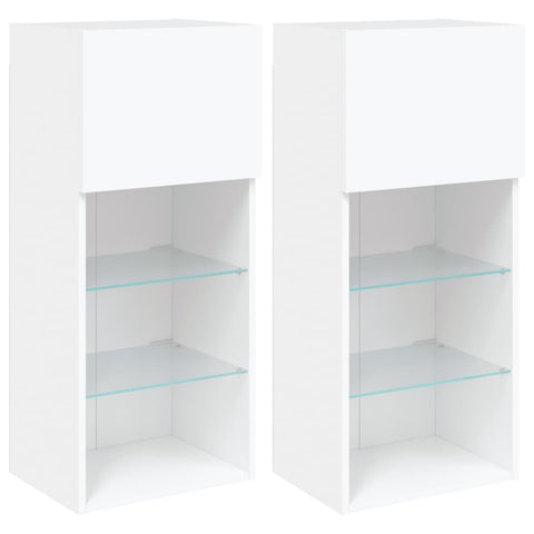 Tv Cabinets With Led Lights 2 Pcs White 40.5X30x90 Cm Tv Stands & Entertainment Units