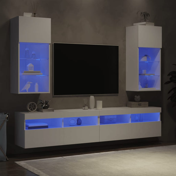 Tv Cabinets With Led Lights 2 Pcs White 40.5X30x90 Cm Tv Stands & Entertainment Units