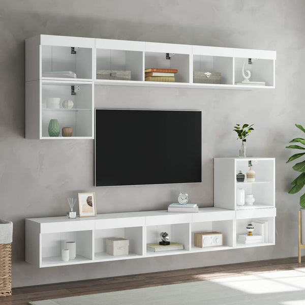 Tv Cabinets With Led Lights 2 Pcs White 80X30x30 Cm Tv Stands & Entertainment Units
