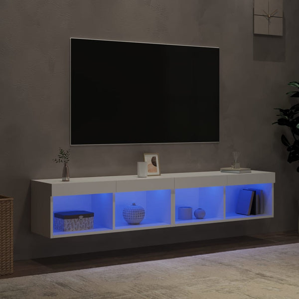 Tv Cabinets With Led Lights 2 Pcs White 80X30x30 Cm Tv Stands & Entertainment Units