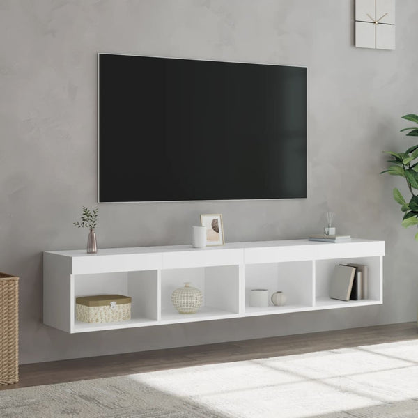 Tv Cabinets With Led Lights 2 Pcs White 80X30x30 Cm Tv Stands & Entertainment Units