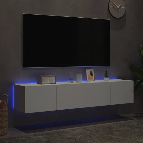 Tv Wall Cabinets With Led Lights 2 Pcs White 80X35x31 Cm Tv Stands & Entertainment Units