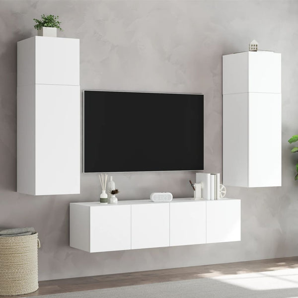 Tv Wall Cabinets With Led Lights 2 Pcs White 80X35x31 Cm Tv Stands & Entertainment Units