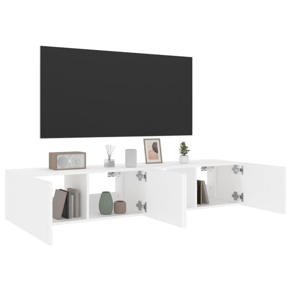 Tv Wall Cabinets With Led Lights 2 Pcs White 80X35x31 Cm Tv Stands & Entertainment Units