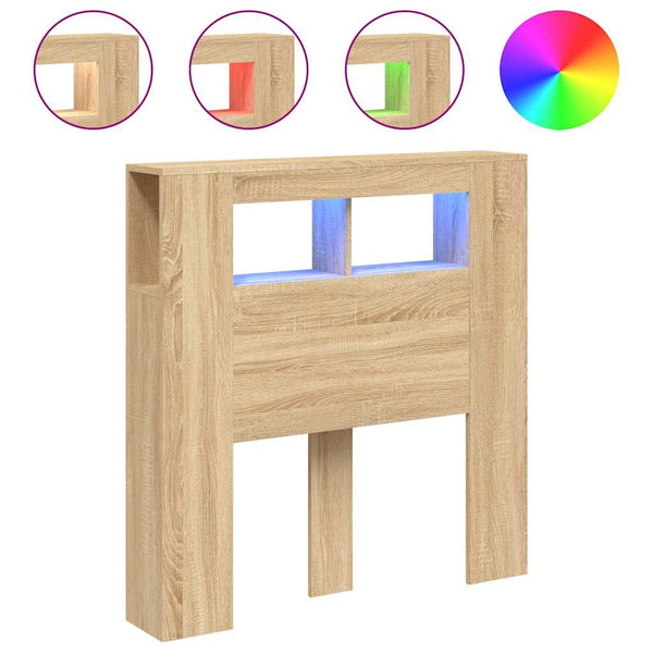 Vidaxl Led Headboard Sonoma Oak 100X18.5X103.5 Cm Engineered Wood Headboards & Footboards