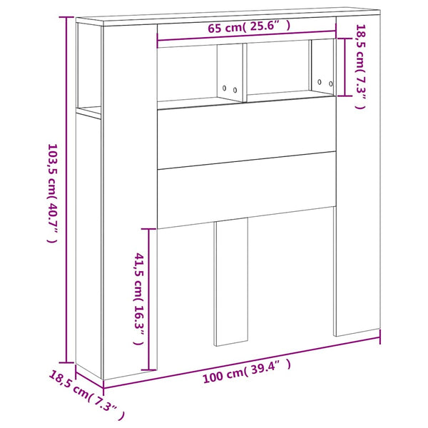 Vidaxl Led Headboard Sonoma Oak 100X18.5X103.5 Cm Engineered Wood Headboards & Footboards