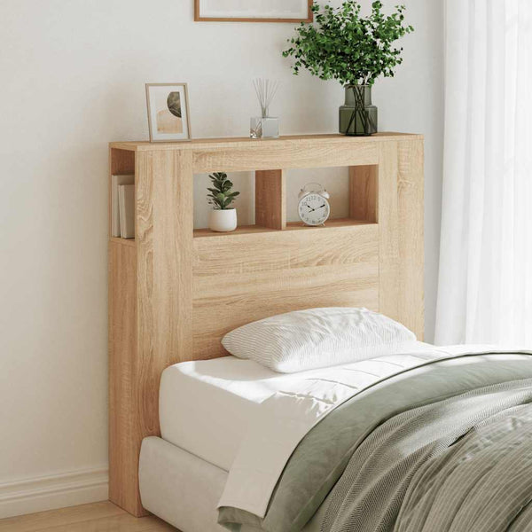 Vidaxl Led Headboard Sonoma Oak 100X18.5X103.5 Cm Engineered Wood Headboards & Footboards