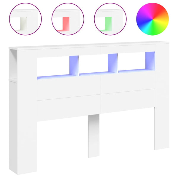 Led Headboard White 160X18.5X103.5 Cm Engineered Wood Headboards & Footboards