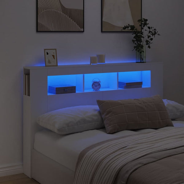 Led Headboard White 160X18.5X103.5 Cm Engineered Wood Headboards & Footboards