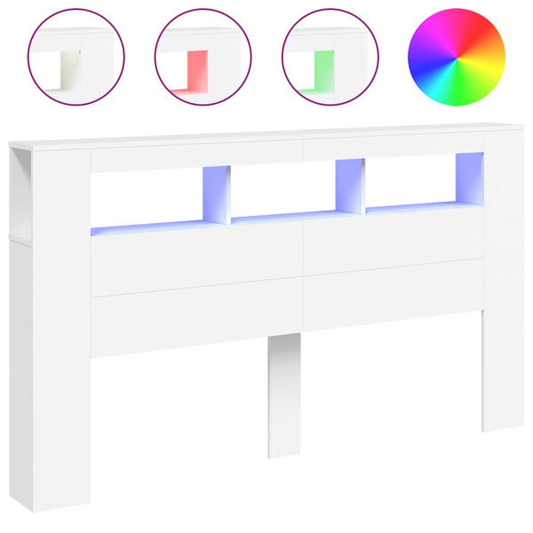 Led Headboard White 180X18.5X103.5 Cm Engineered Wood Headboards & Footboards
