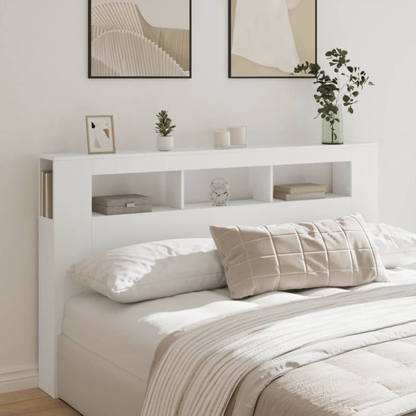 Led Headboard White 180X18.5X103.5 Cm Engineered Wood Headboards & Footboards