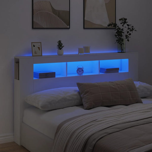 Led Headboard White 180X18.5X103.5 Cm Engineered Wood Headboards & Footboards