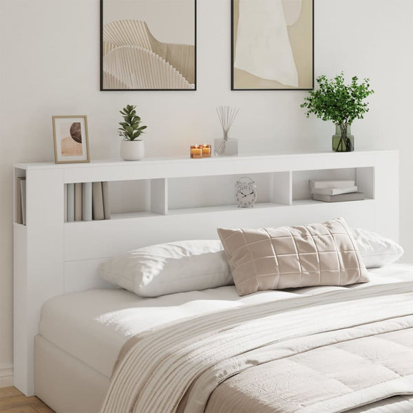 Led Headboard White 220X18.5X103.5 Cm Engineered Wood Headboards & Footboards