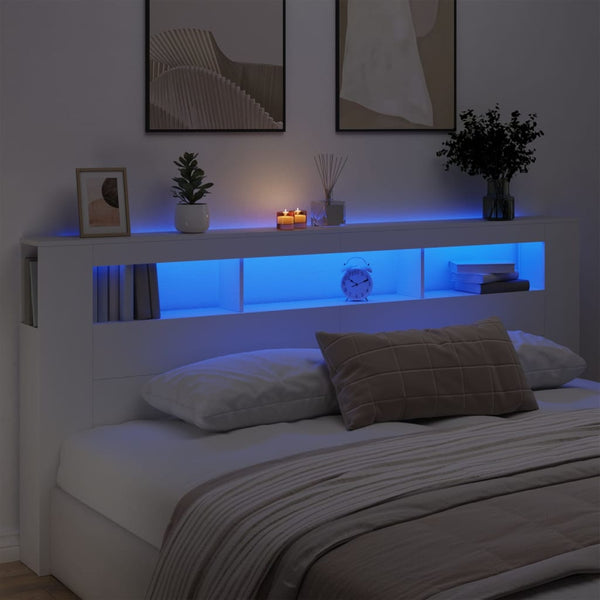 Led Headboard White 220X18.5X103.5 Cm Engineered Wood Headboards & Footboards