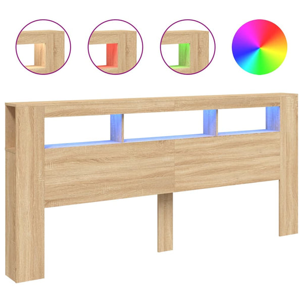 Vidaxl Led Headboard Sonoma Oak 220 Cm Engineered Wood Headboards & Footboards