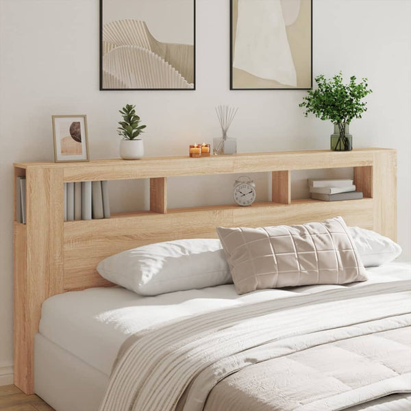 Vidaxl Led Headboard Sonoma Oak 220 Cm Engineered Wood Headboards & Footboards