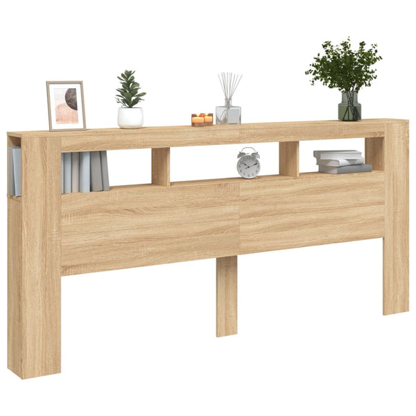 Vidaxl Led Headboard Sonoma Oak 220 Cm Engineered Wood Headboards & Footboards