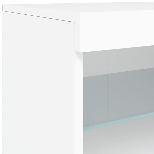 White Sideboard With Led Lights 123X37x67 Cm Engineered Wood Sideboards & Buffets