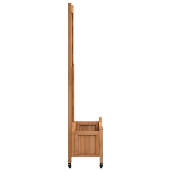 Vidaxl Planter With Trellis And Wheels Brown Solid Wood Fir Baskets Pots Window Boxes