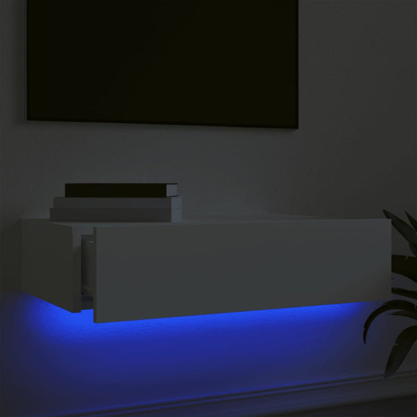 Tv Cabinet With Led Lights White 60X35x15.5 Cm