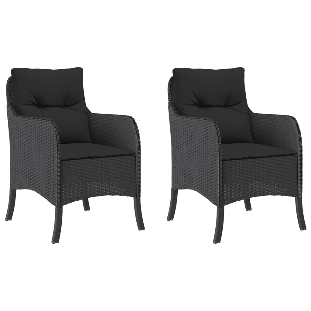 Garden Chairs With Cushions 2 Pcs Black Poly Rattan Patio Chairs