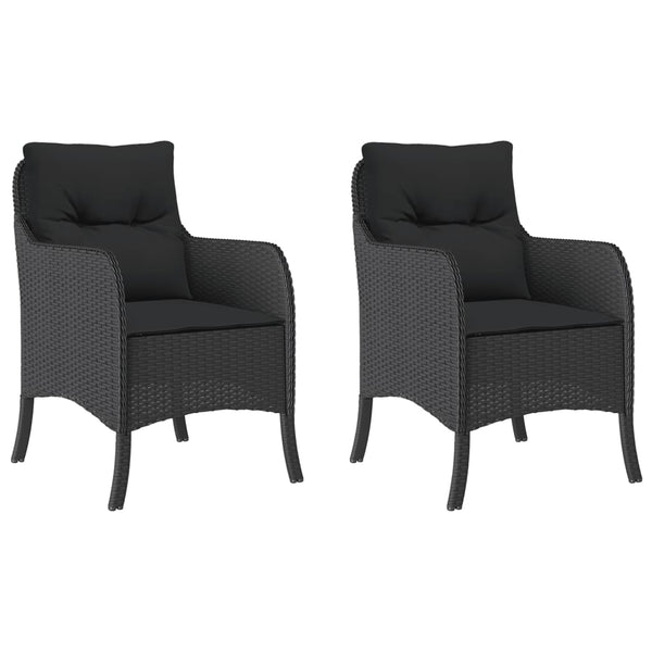 Garden Chairs With Cushions 2 Pcs Black Poly Rattan Patio Chairs