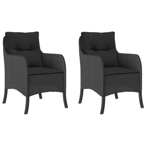 Garden Chairs With Cushions 2 Pcs Black Poly Rattan Patio Chairs