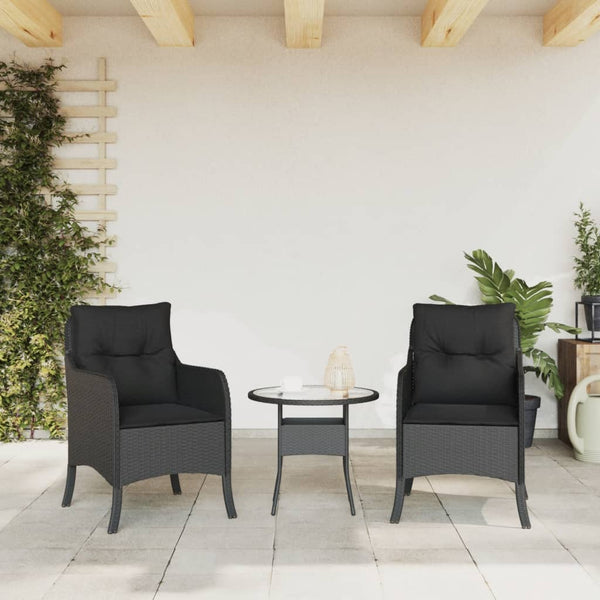 Garden Chairs With Cushions 2 Pcs Black Poly Rattan Patio Chairs