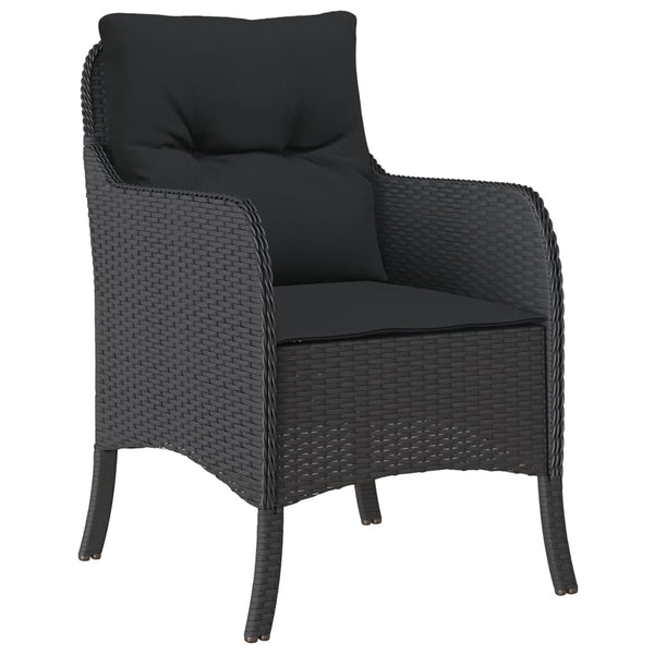 Garden Chairs With Cushions 2 Pcs Black Poly Rattan Patio Chairs