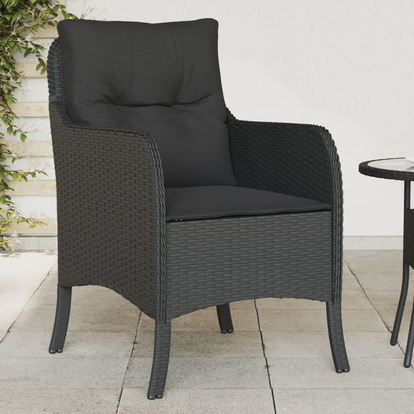 Garden Chairs With Cushions 2 Pcs Black Poly Rattan Patio Chairs
