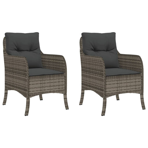 Garden Chairs With Cushions 2 Pcs Grey Poly Rattan Patio Chairs