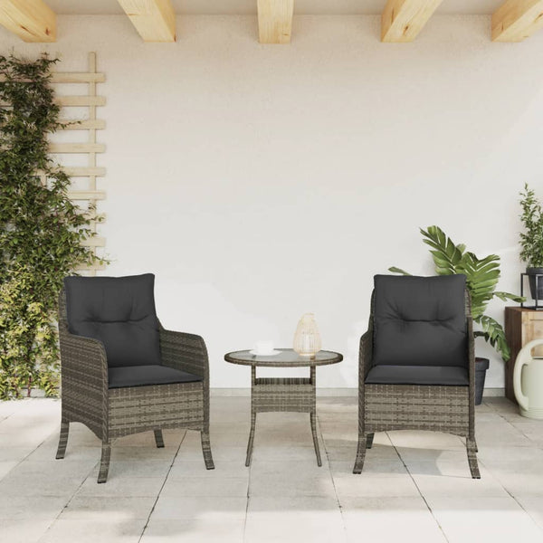 Garden Chairs With Cushions 2 Pcs Grey Poly Rattan Patio Chairs