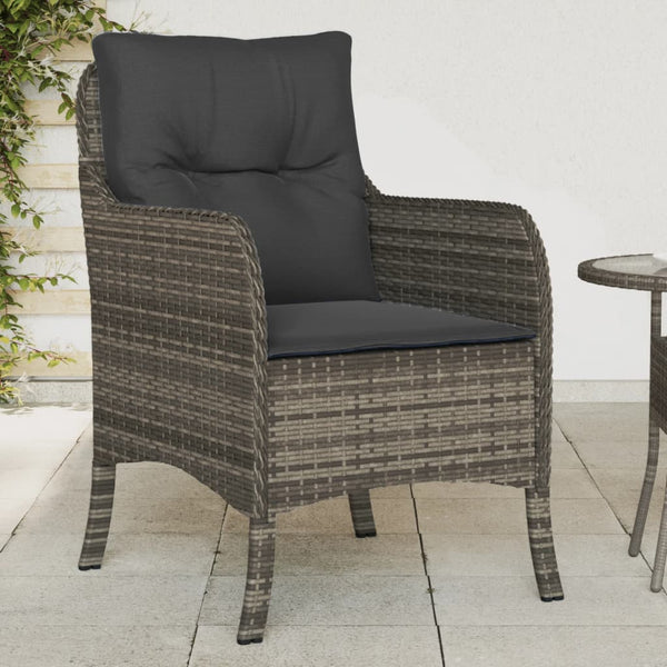 Garden Chairs With Cushions 2 Pcs Grey Poly Rattan Patio Chairs