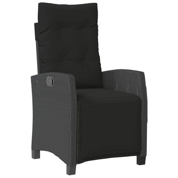 Reclining Garden Chair With Footrest Black Poly Rattan Patio Chairs